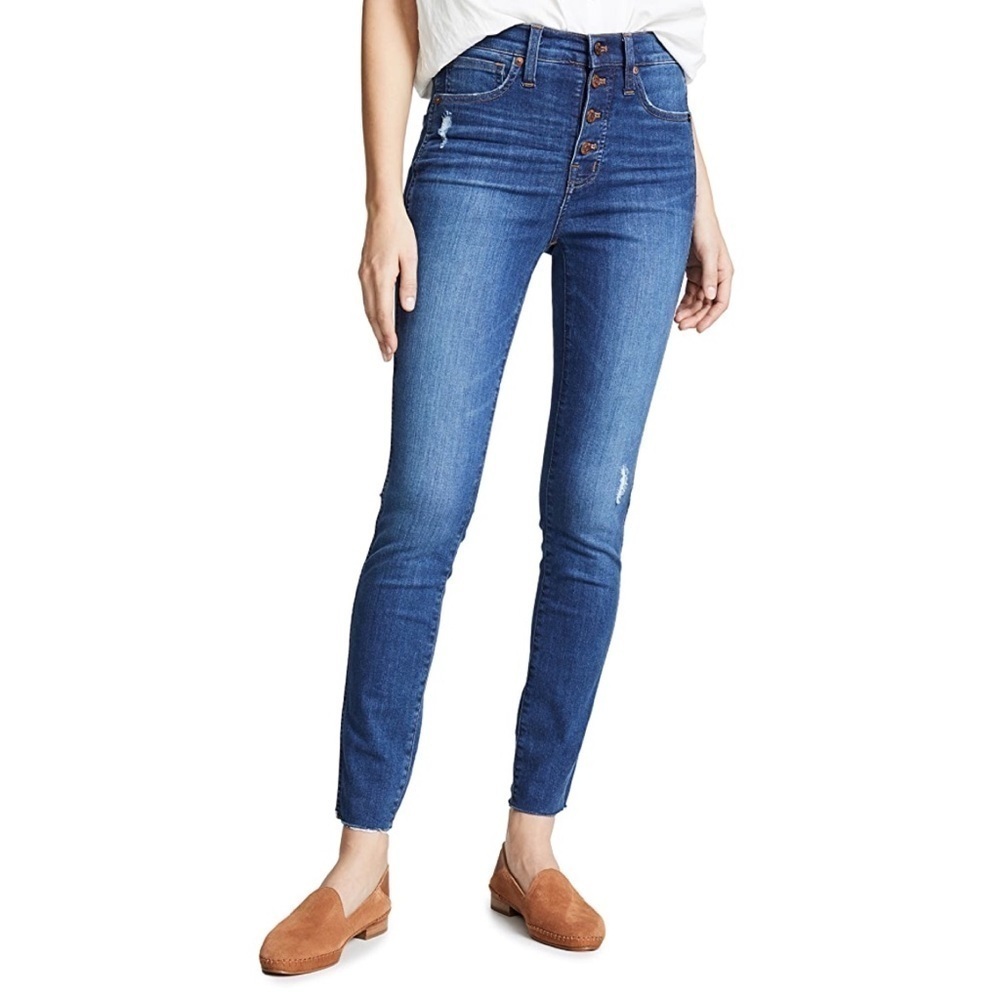 Madewell 9” High Rise Button Front Jeans with Raw Hem